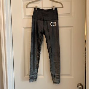Cyclebar S beyond yoga black metallic dot legging